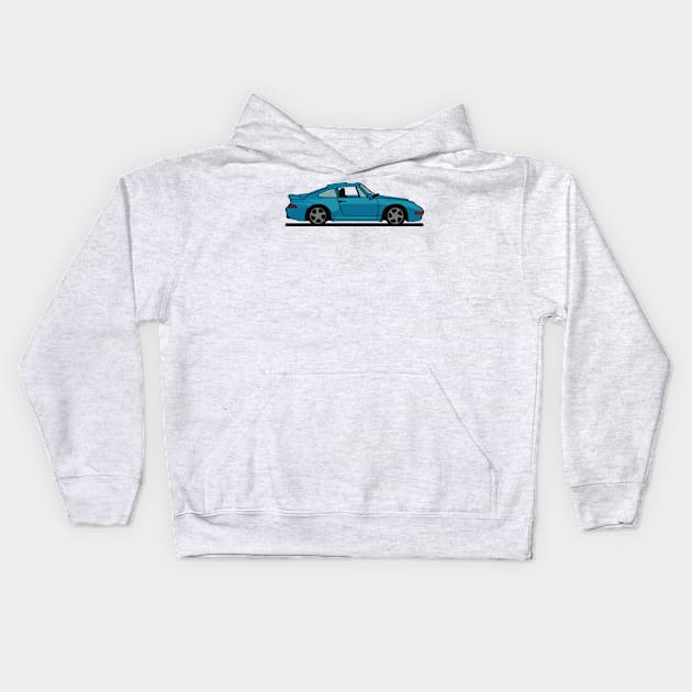 Porsche 911 993 Riviera Blue Kids Hoodie by antipc